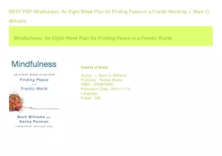 BEST PDF Mindfulness An Eight-Week Plan for Finding Peace in a Frantic World
