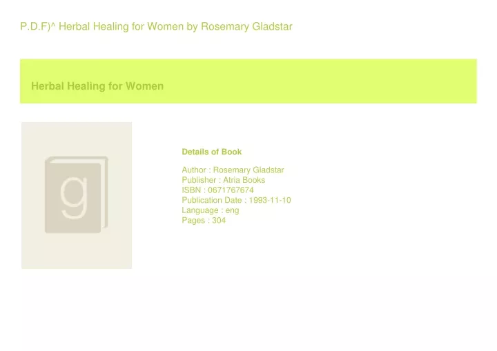 p d f herbal healing for women by rosemary
