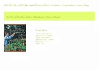 DOWNLOAD in [PDF] The Herbal Medicine-Maker's Handbook A Home Manual  by Jam