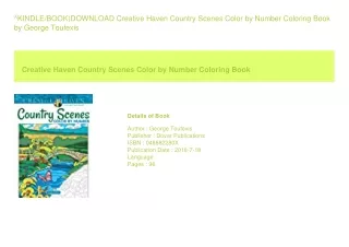 ^KINDLE/BOOK)DOWNLOAD Creative Haven Country Scenes Color by Number Coloring
