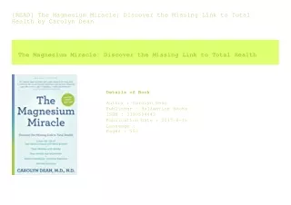 read the magnesium miracle discover the missing
