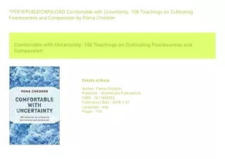 ^PDF/EPUB)DOWNLOAD Comfortable with Uncertainty 108 Teachings on Cultivating