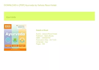 DOWNLOAD in [PDF] Ayurveda  by Sahara Rose Ketabi