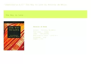 ^[download p.d.f]^ The Way to Love  by Anthony de Mello