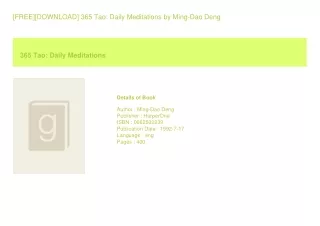 [FREE][DOWNLOAD] 365 Tao Daily Meditations  by Ming-Dao Deng