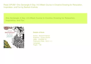 Read_EPUB)^ One Zentangle A Day A 6-Week Course in Creative Drawing for Rela