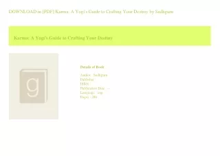 DOWNLOAD in [PDF] Karma A Yogi's Guide to Crafting Your Destiny  by Sadhguru