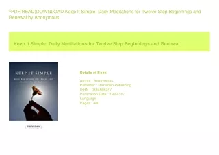 ^PDF/READ)DOWNLOAD Keep It Simple Daily Meditations for Twelve Step Beginnin