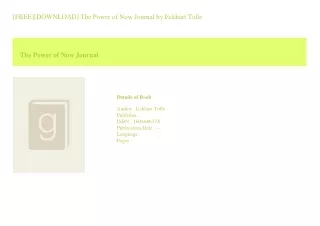 [FREE][DOWNLOAD] The Power of Now Journal  by Eckhart Tolle