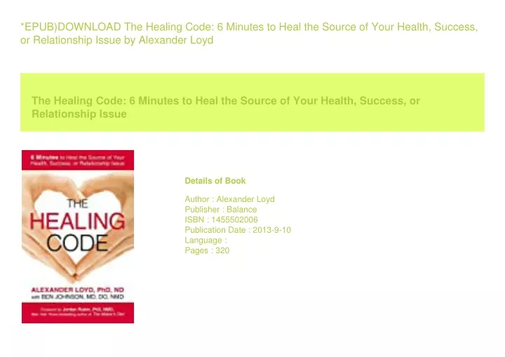 epub download the healing code 6 minutes to heal