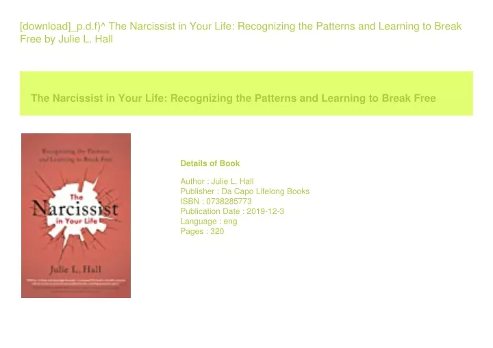 download p d f the narcissist in your life
