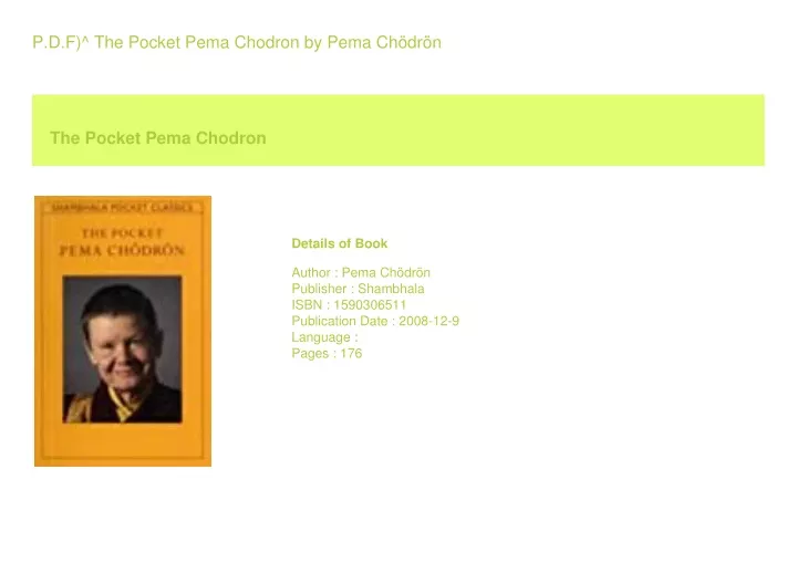 p d f the pocket pema chodron by pema ch dr n