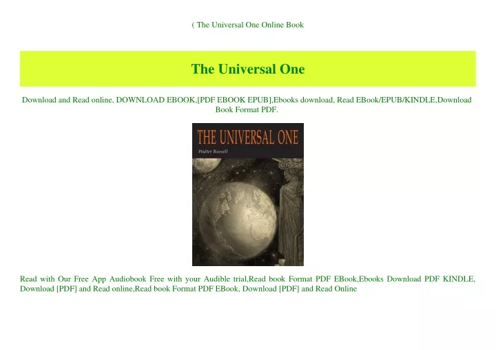 the universal one online book