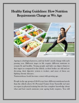 Healthy Eating Guidelines How Nutrition Requirements Change as We Age