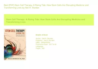 Best [PDF] Stem Cell Therapy A Rising Tide How Stem Cells Are Disrupting Med