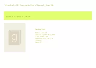 ^[download p.d.f]^ Peace in the Face of Cancer  by Lynn Eib
