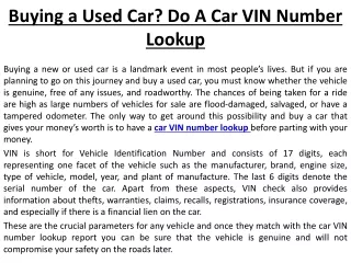 Buying a Used Car Do A Car VIN Number Lookup
