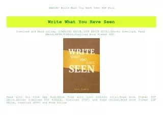 (EBOOK Write What You Have Seen PDF Full