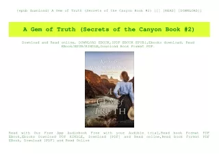 {epub download} A Gem of Truth (Secrets of the Canyon Book #2) [[] [READ] [DOWNLOAD]]