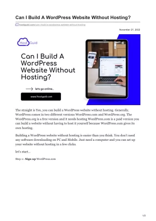 Can I Build A WordPress Website Without Hosting?