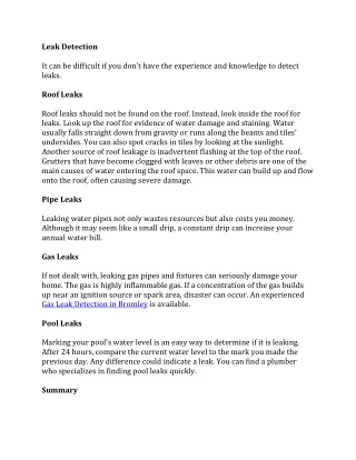 leak detection it can be difficult