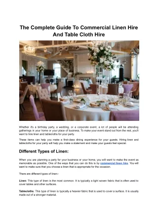 The Complete Guide To Commercial Linen Hire