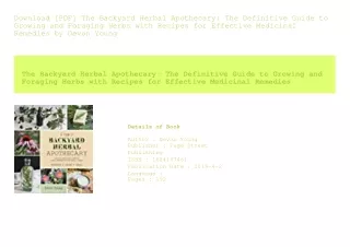Download [PDF] The Backyard Herbal Apothecary The Definitive Guide to Growin