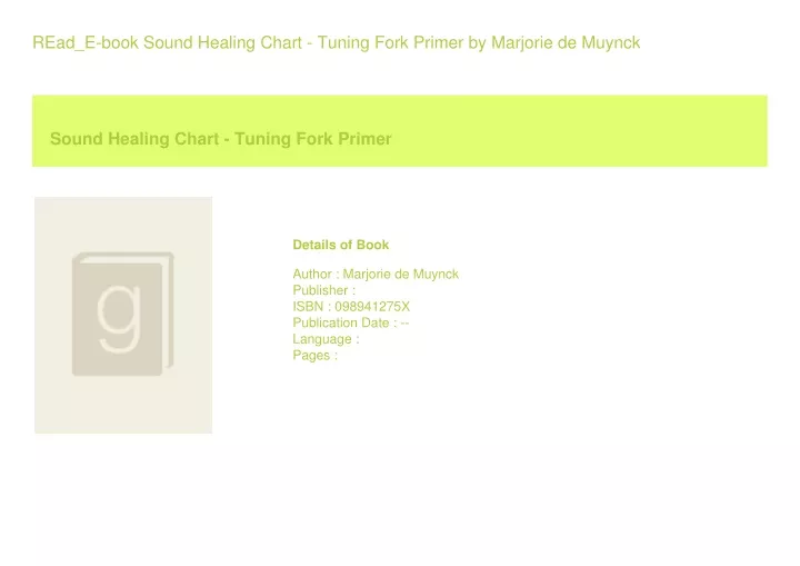 PPT - REad_E-book Sound Healing Chart - Tuning Fork Primer by Marjorie ...