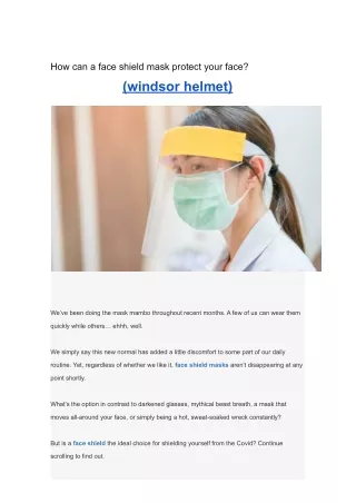 how can a face shield mask protect your face