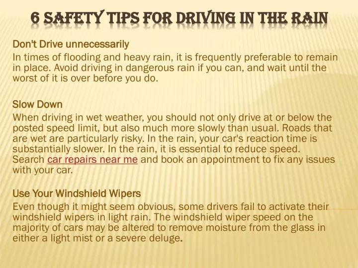 6 safety tips for driving in the rain