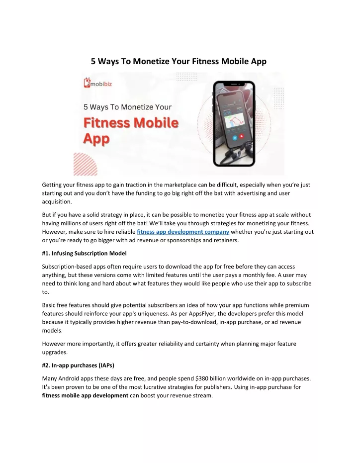 5 ways to monetize your fitness mobile app