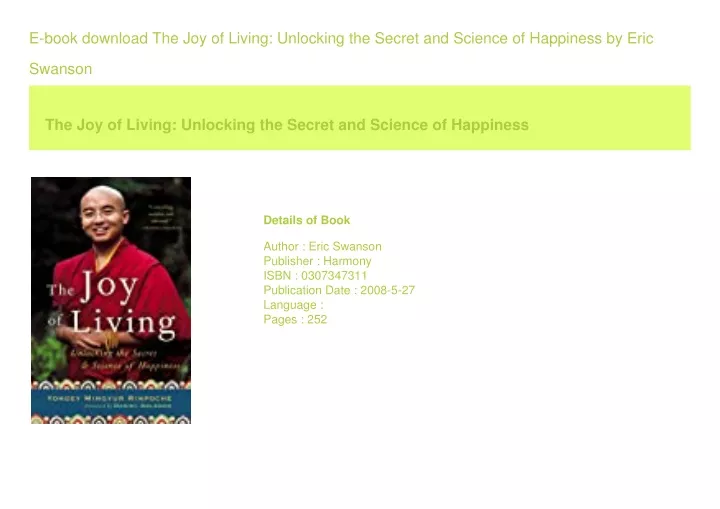 e book download the joy of living unlocking