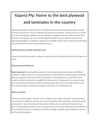 Kajaria Ply- Home to the best plywood and laminates in the country