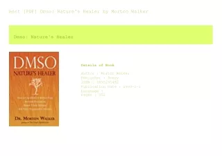 Best [PDF] Dmso Nature's Healer  by Morton Walker
