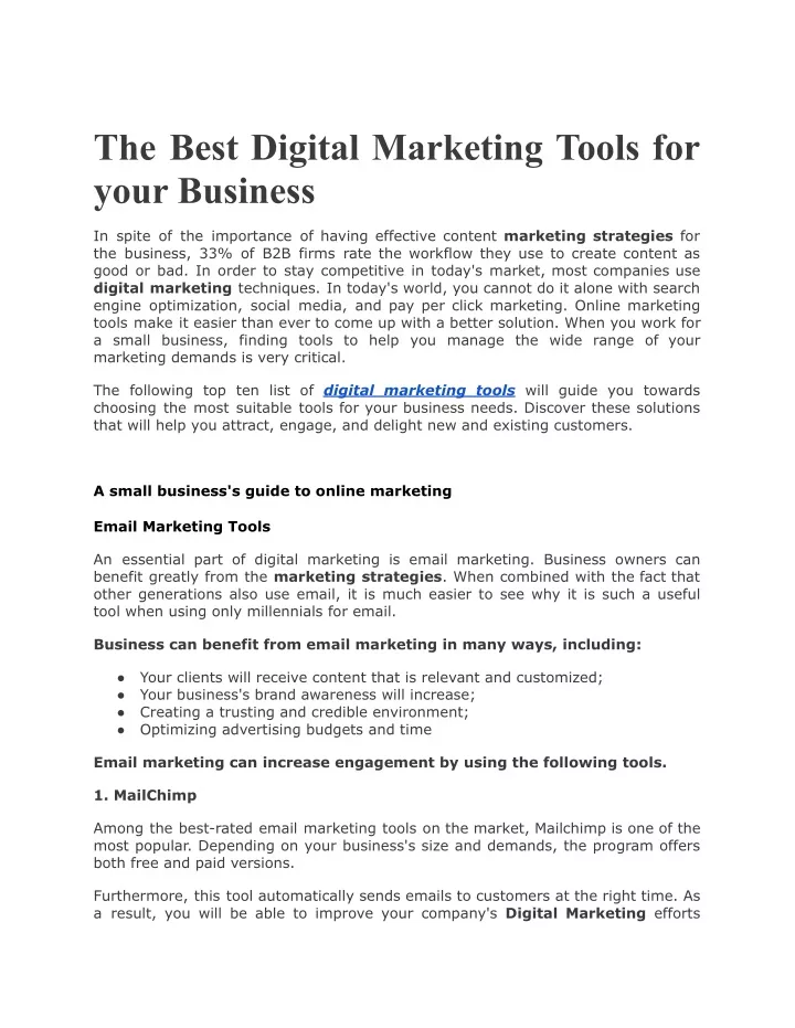 the best digital marketing tools for your business