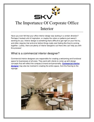 The Importance Of Corporate Office Interior