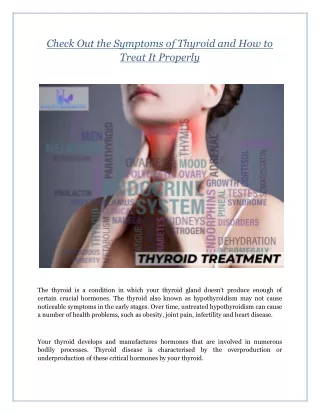 Check Out the Symptoms of Thyroid and How to Treat It Properly