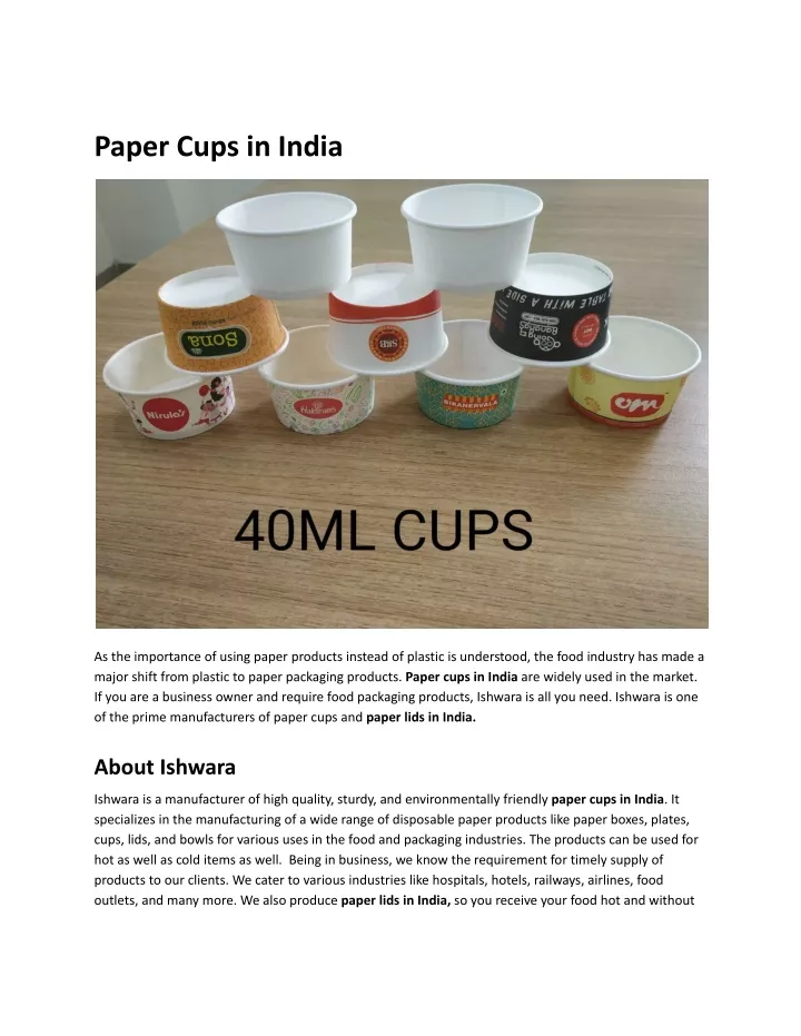 paper cups in india