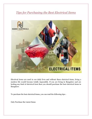 Tips for Purchasing the Best Electrical Items