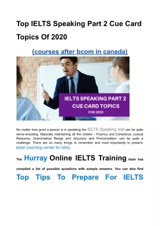 Top IELTS Speaking Part 2 Cue Card Topics Of 2020