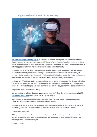 augmented reality park how to enjoy