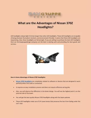 What are the Advantages of Nissan 370Z Headlights?