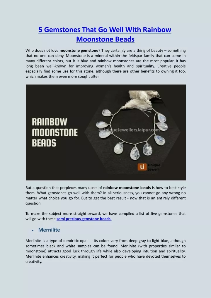 5 gemstones that go well with rainbow moonstone