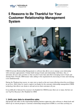 5 Reasons to Be Thankful for Your CRM Software | Businessezee