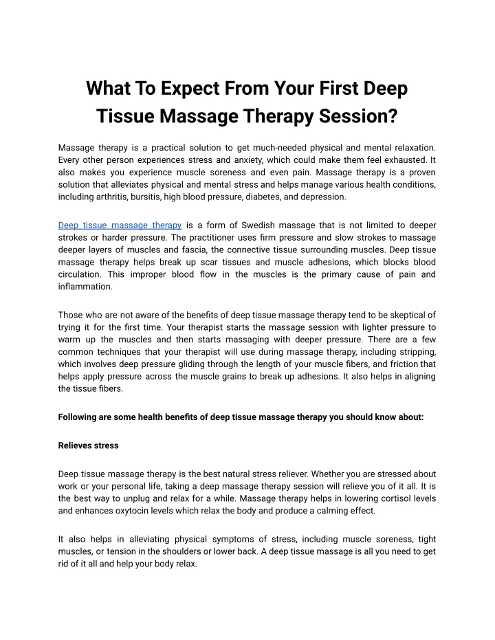 what to expect from your first deep tissue