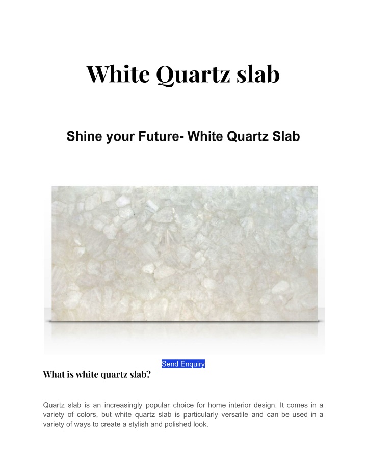 white quartz slab