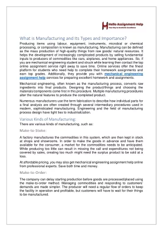 what is manufacturing and its types