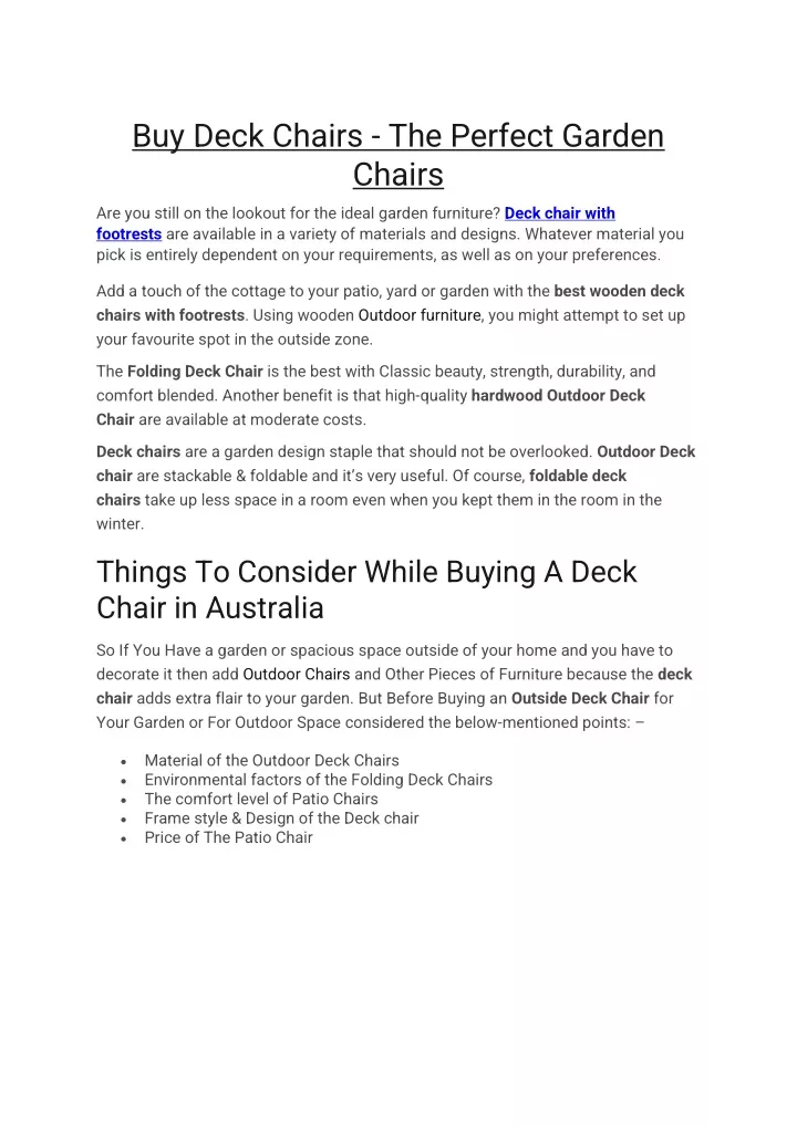 buy deck chairs the perfect garden chairs