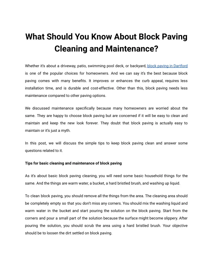 what should you know about block paving cleaning