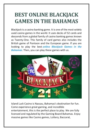 BEST ONLINE BLACKJACK GAMES IN THE BAHAMAS